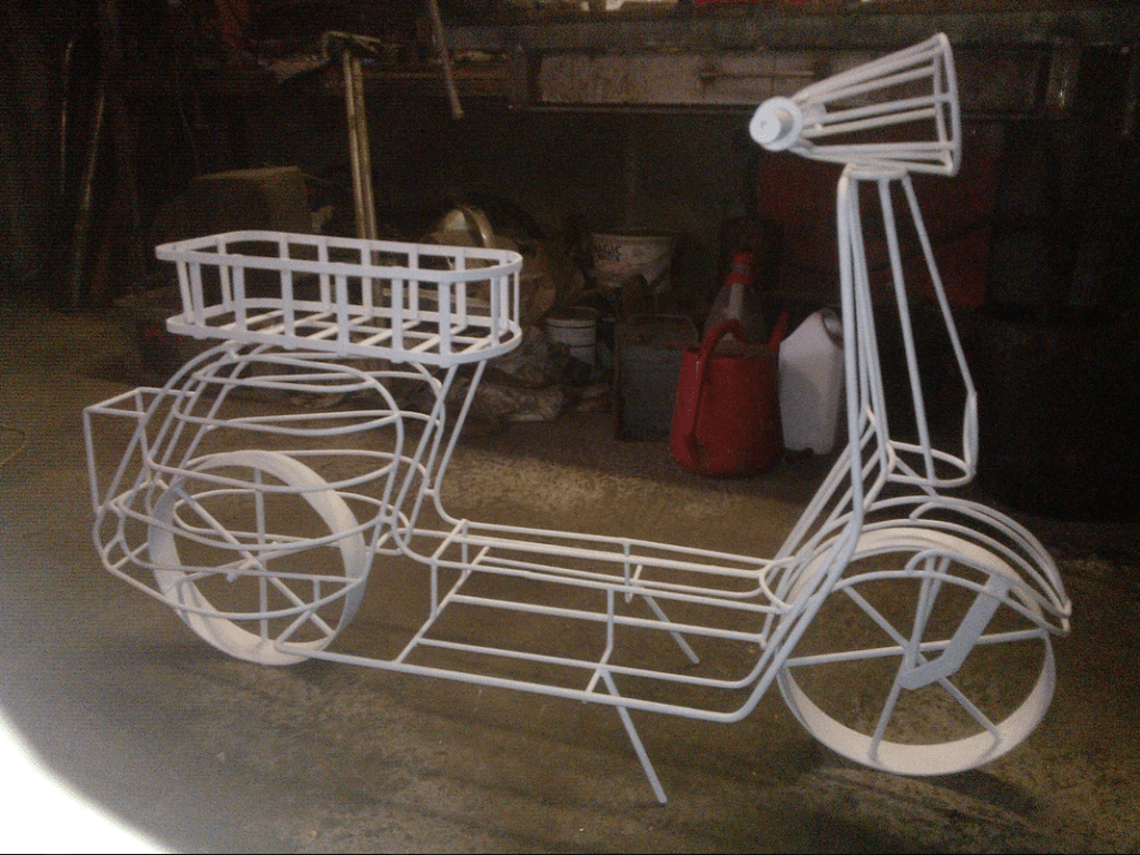 Vespa-inspired bespoke wrought iron planter
